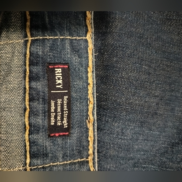 Made In USA True Religion Ricky Relaxed StraighBlue Meduim Wash Jeans Size 34x28 - Picture 10 of 11
